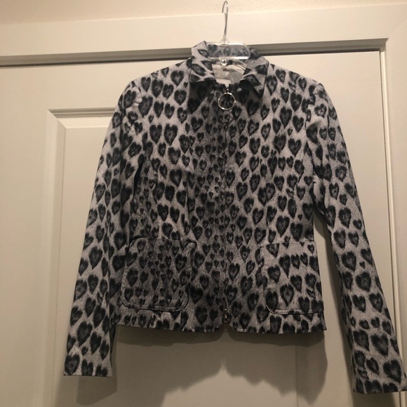 MOSCHINO VINTAGE HEART BLAZER very very rare! Size-8 Italian-42 Black/White - Picture 4 of 8